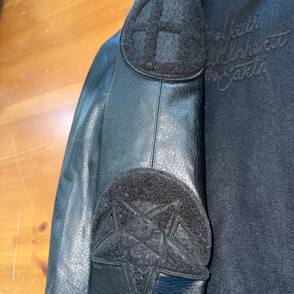 Rare Varsity Wool Blend Mens Jacket XL Black 90’s University Dark Scholar Warm - Picture 5 of 13